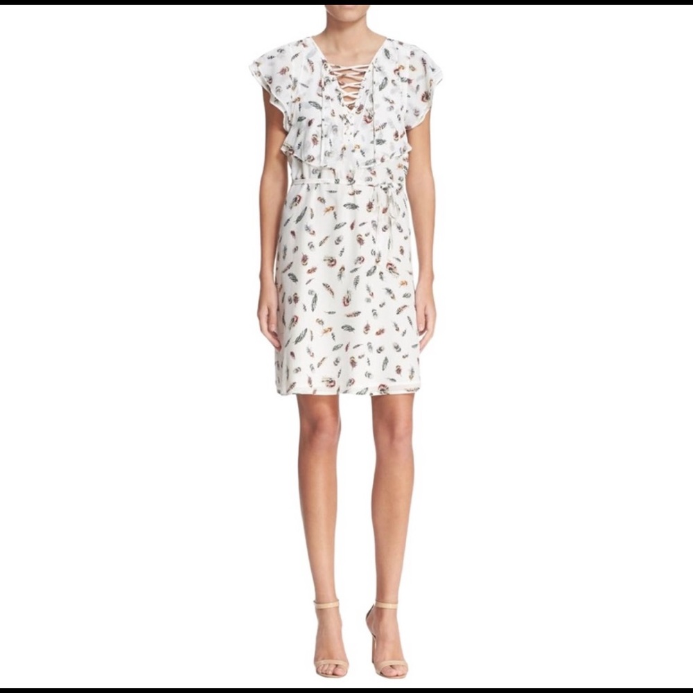 The Kooples Feather Print Silk Dress Size Small